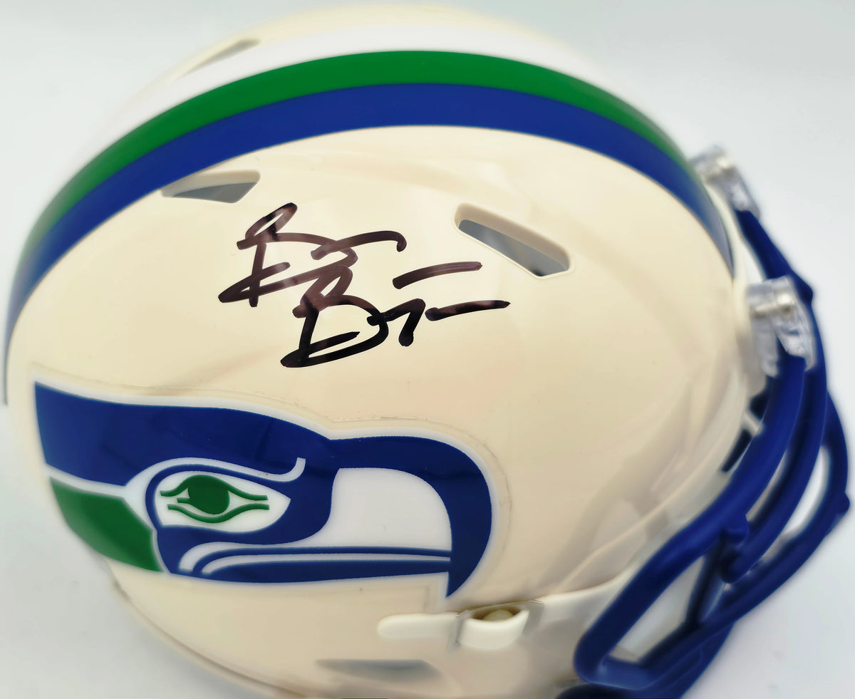 Brian Bosworth Autographed Seahawks Cream Retro Speed Mini Helmet | Beckett BAS Witness