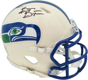 Brian Bosworth Autographed Seahawks Cream Retro Speed Mini Helmet | Beckett BAS Witness