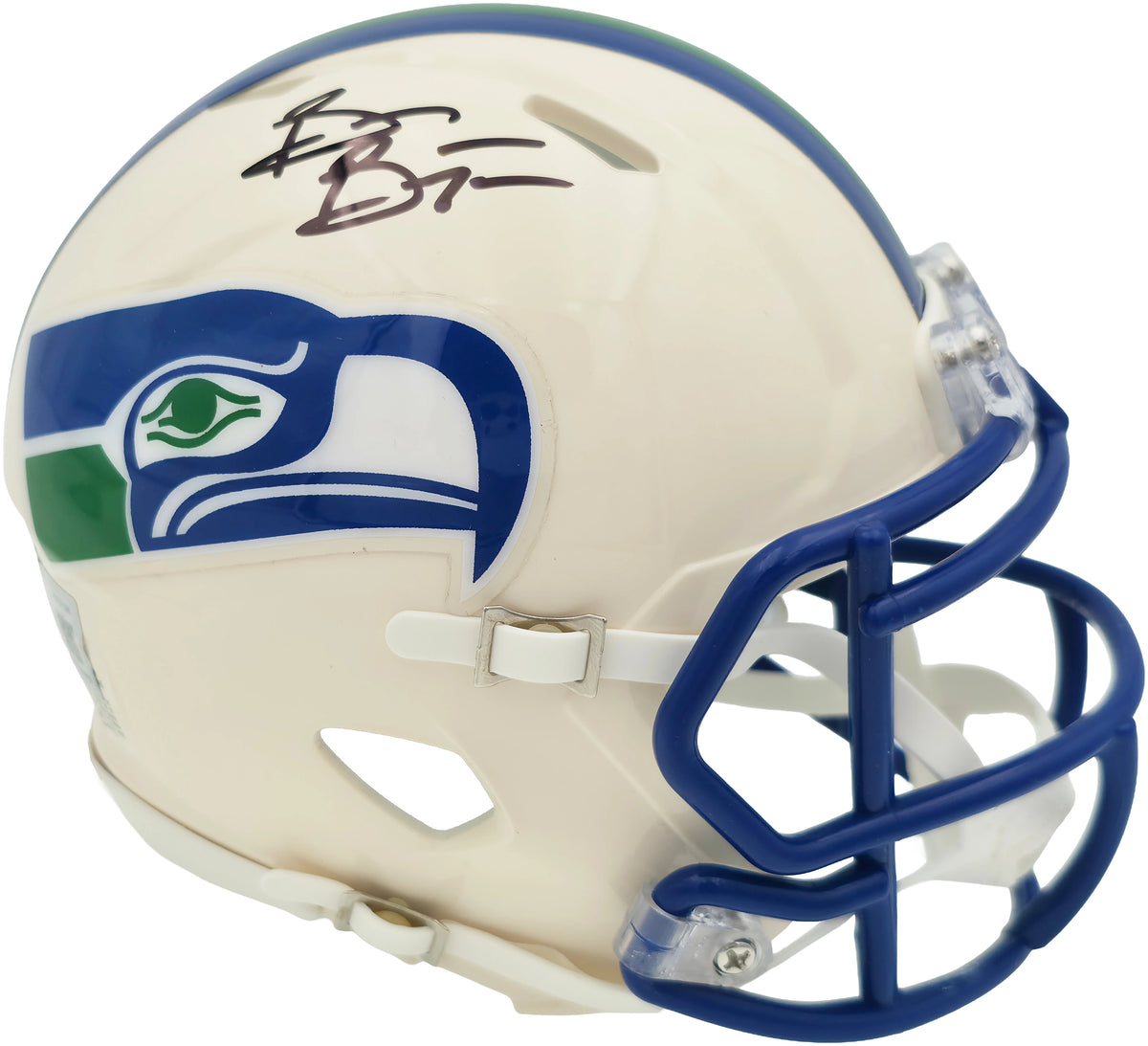 Brian Bosworth Autographed Seahawks Cream Retro Speed Mini Helmet | Beckett BAS Witness