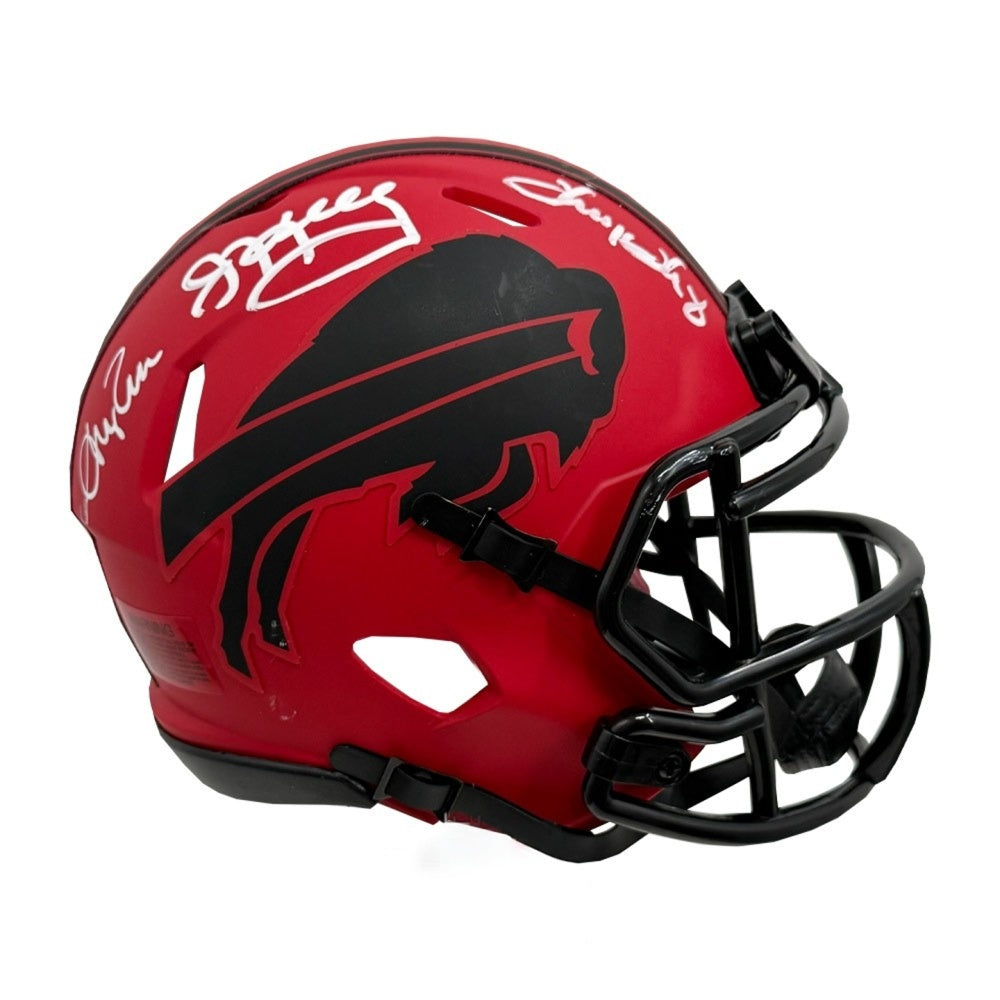 Jim Kelly, Andre Reed & Thurman Thomas Autographed Bills RAVE Mini Helmet | JSA