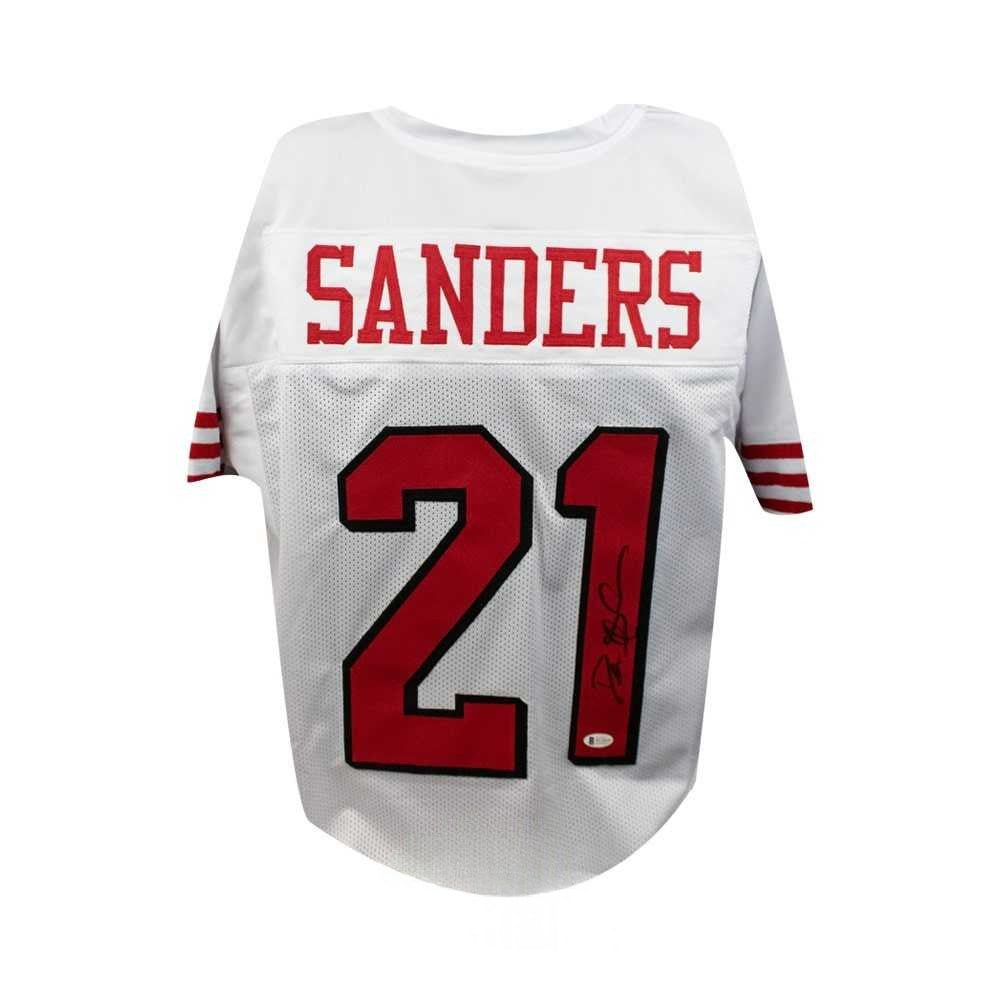 Deion Sanders Autographed San Francisco 49ers White Custom Football Jersey - BAS