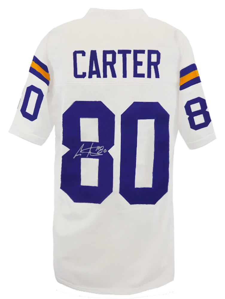 Cris Carter Signed Vikings White Throwback Jersey – Schwartz COA