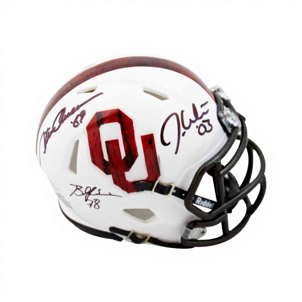 Billy Sims Steve Owens Jason White Autographed Oklahoma Sooners Mini Helmet - BAS