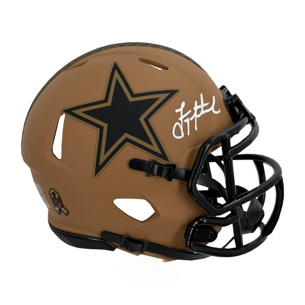 Troy Aikman Signed Cowboys Salute to Service Mini Helmet Beckett Authenticated