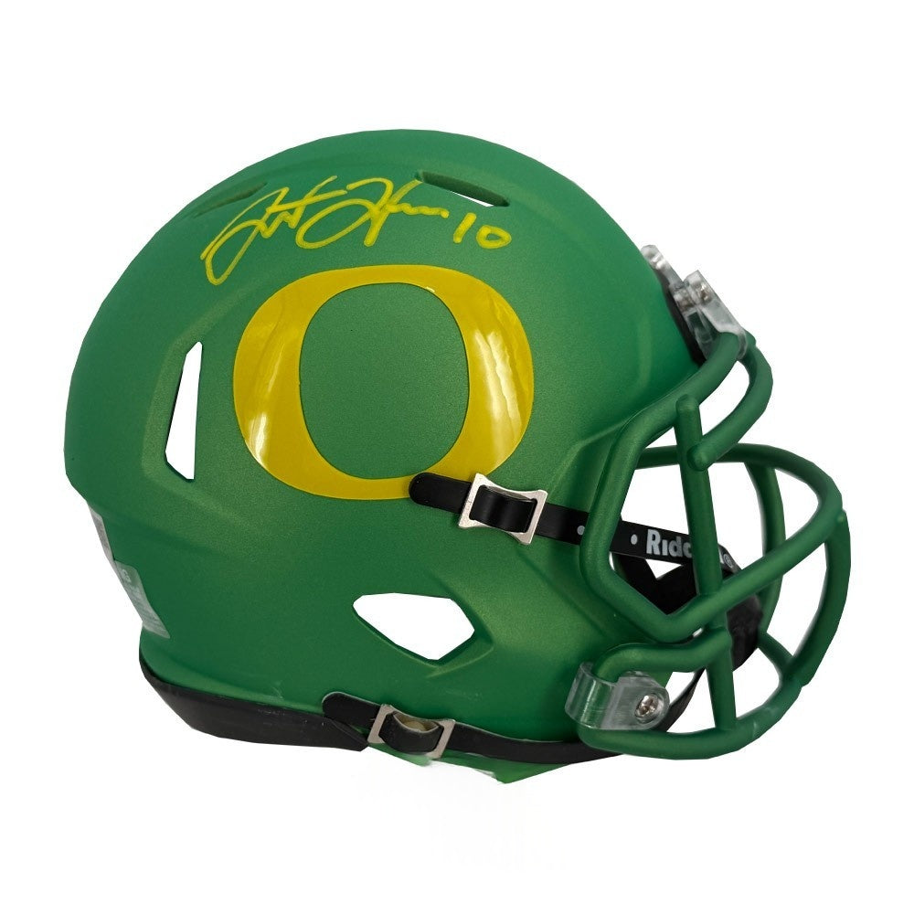 Justin Herbert Signed Oregon Ducks Apple Green Speed Mini Helmet Fanatics Auth