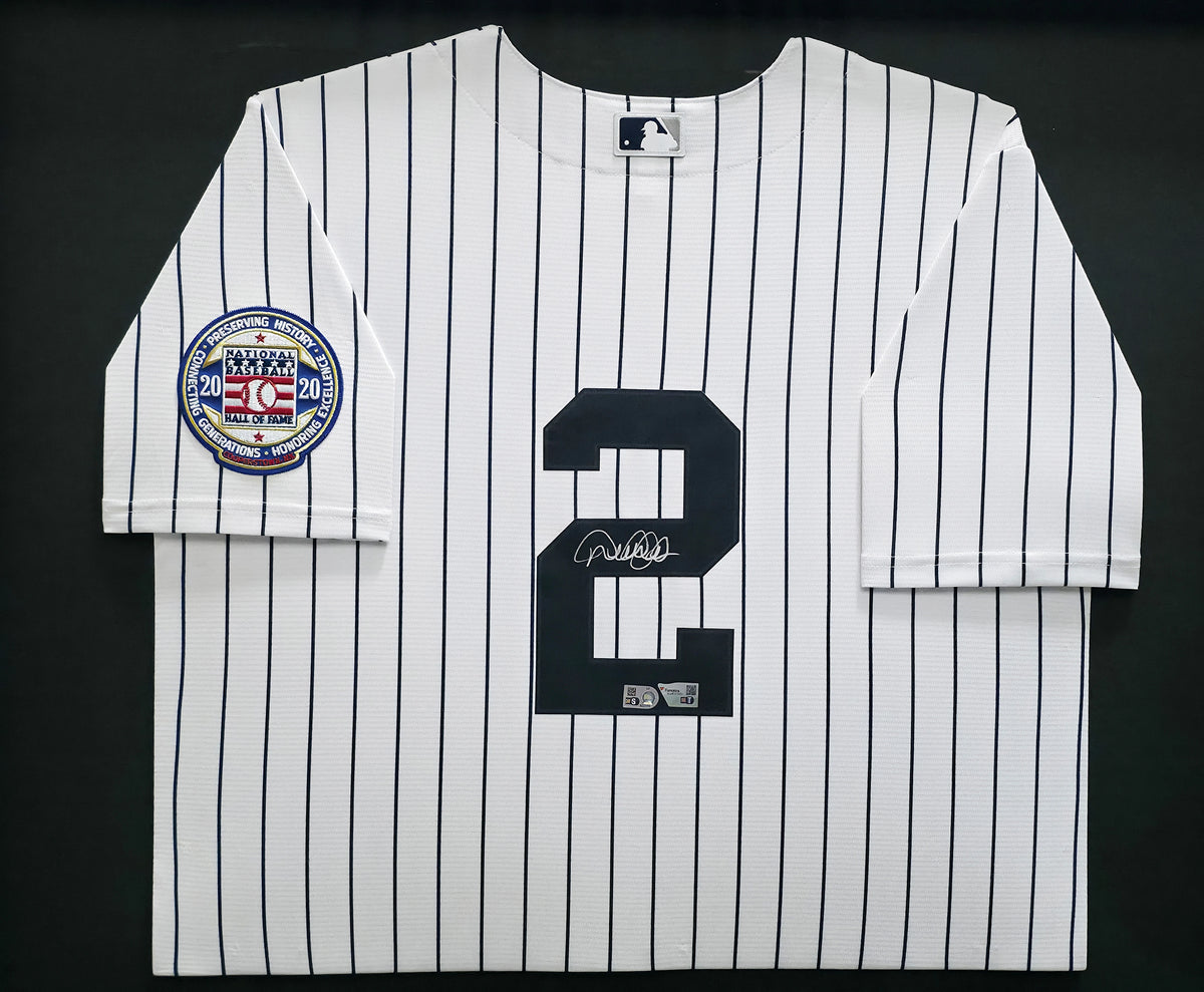 Derek Jeter Autographed Framed Yankees White Nike 2020 HOF Patch Jersey | Fanatics #GL68115672