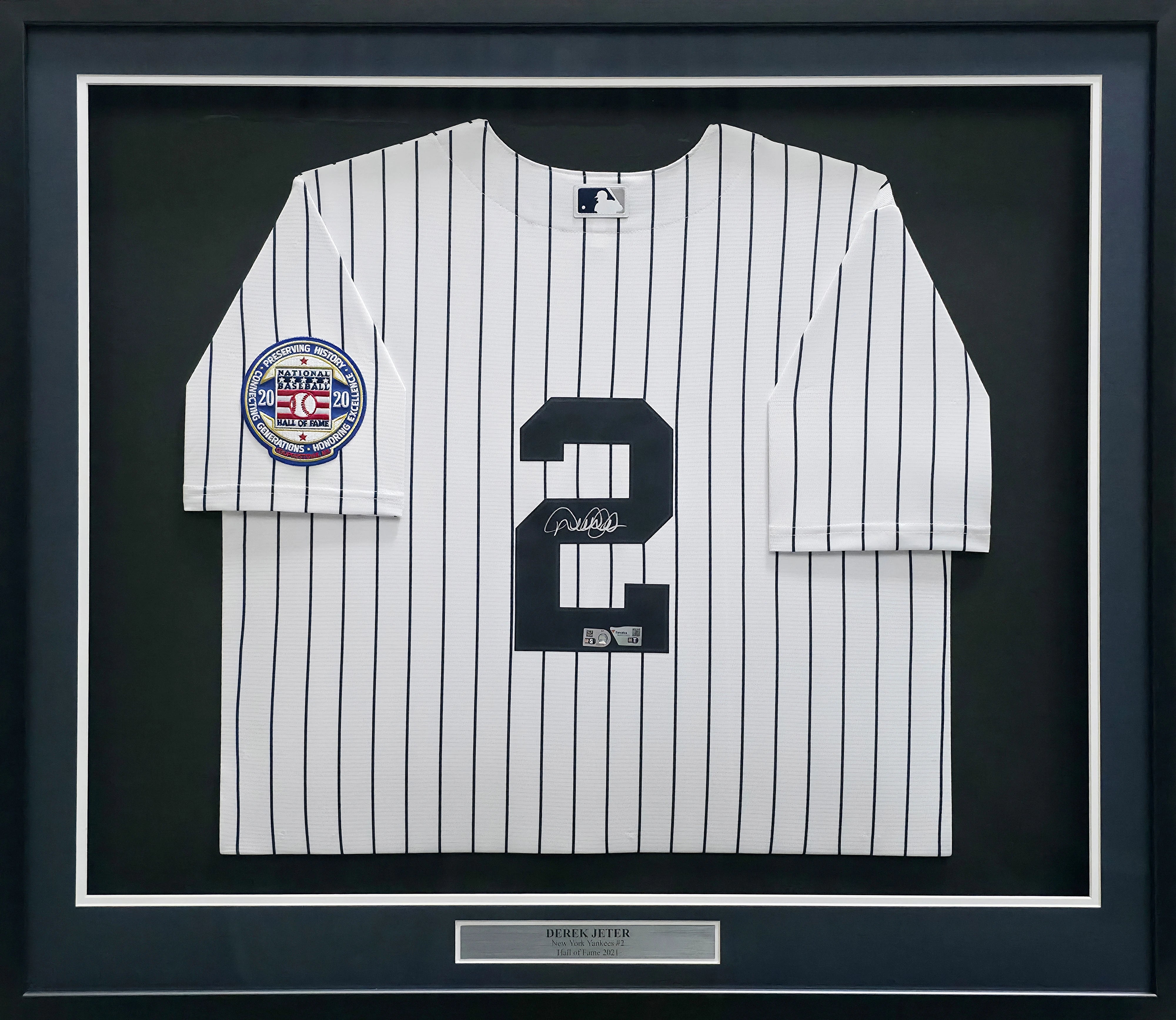 Derek Jeter Autographed Framed Yankees White Nike 2020 HOF Patch Jersey | Fanatics #GL68115672