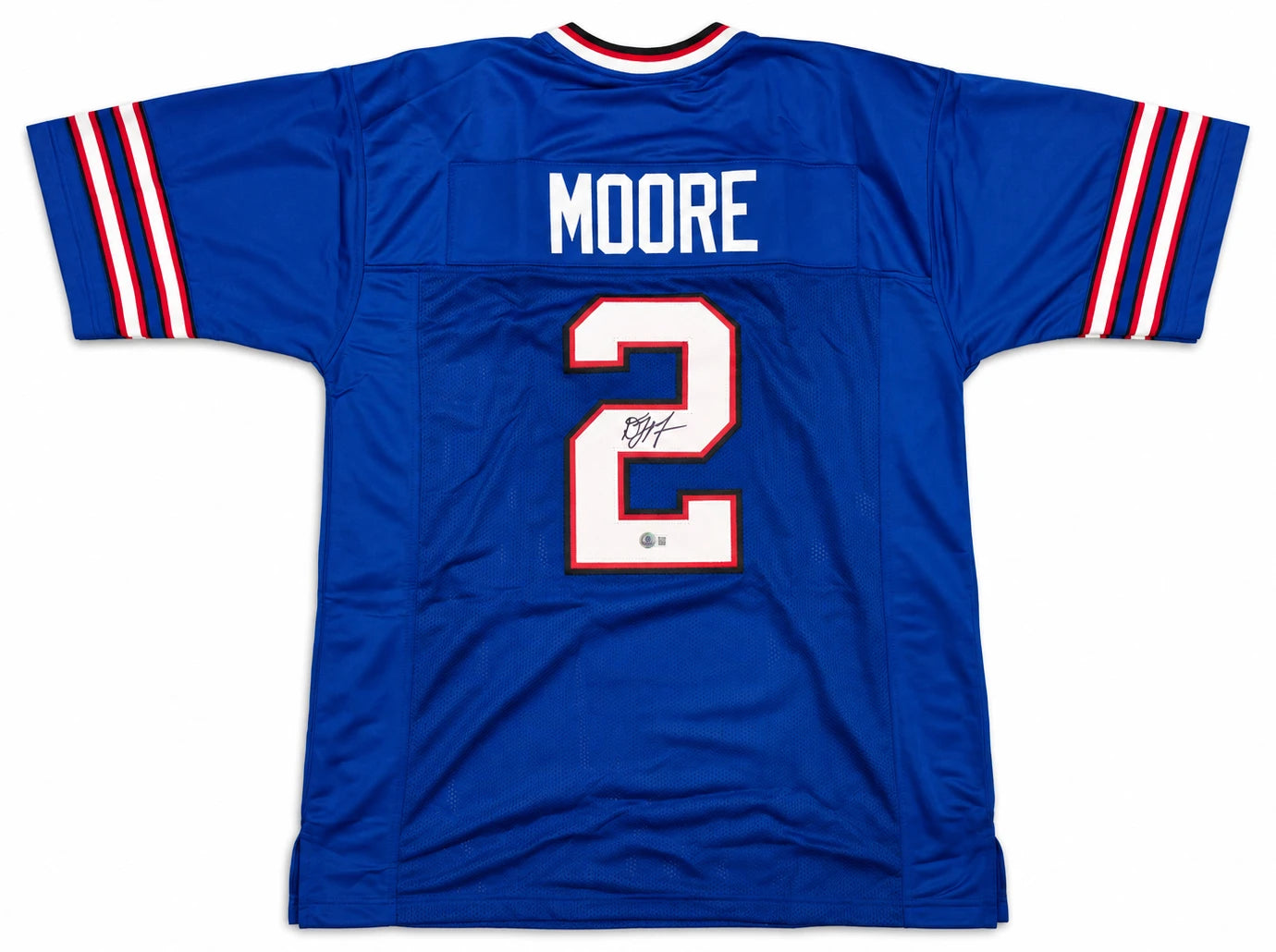 DJ Moore Autographed Buffalo Bills Blue Custom Jersey Size XL | Beckett BAS Witness