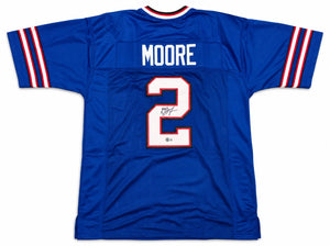 DJ Moore Autographed Buffalo Bills Blue Custom Jersey Size XL | Beckett BAS Witness