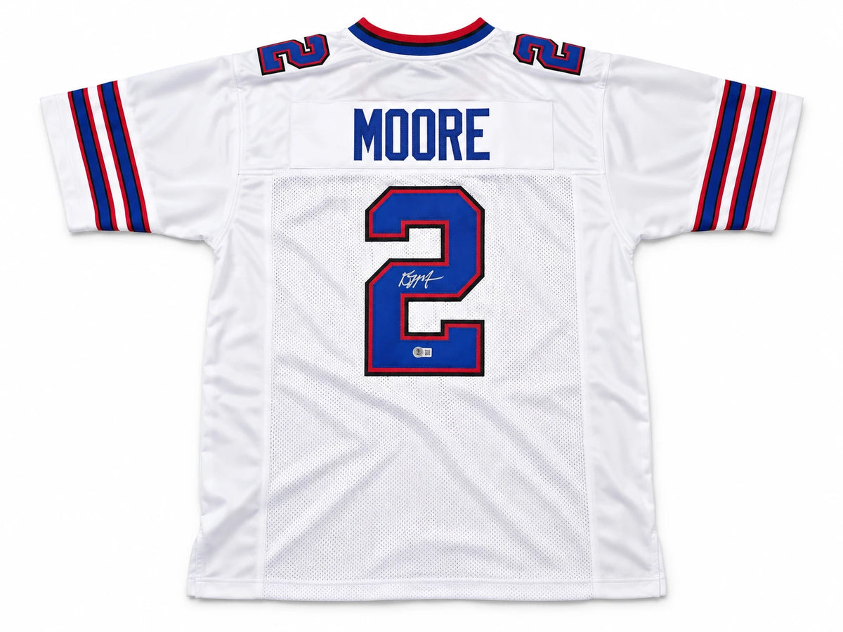 DJ Moore Autographed Buffalo Bills White Custom Jersey Size XL | Beckett BAS Witness
