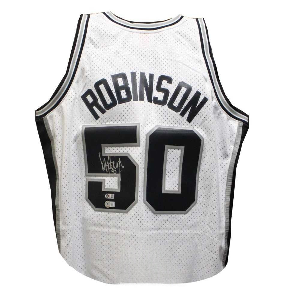 David Robinson Autograph San Antonio White Authentic Basketball Jersey - BSA