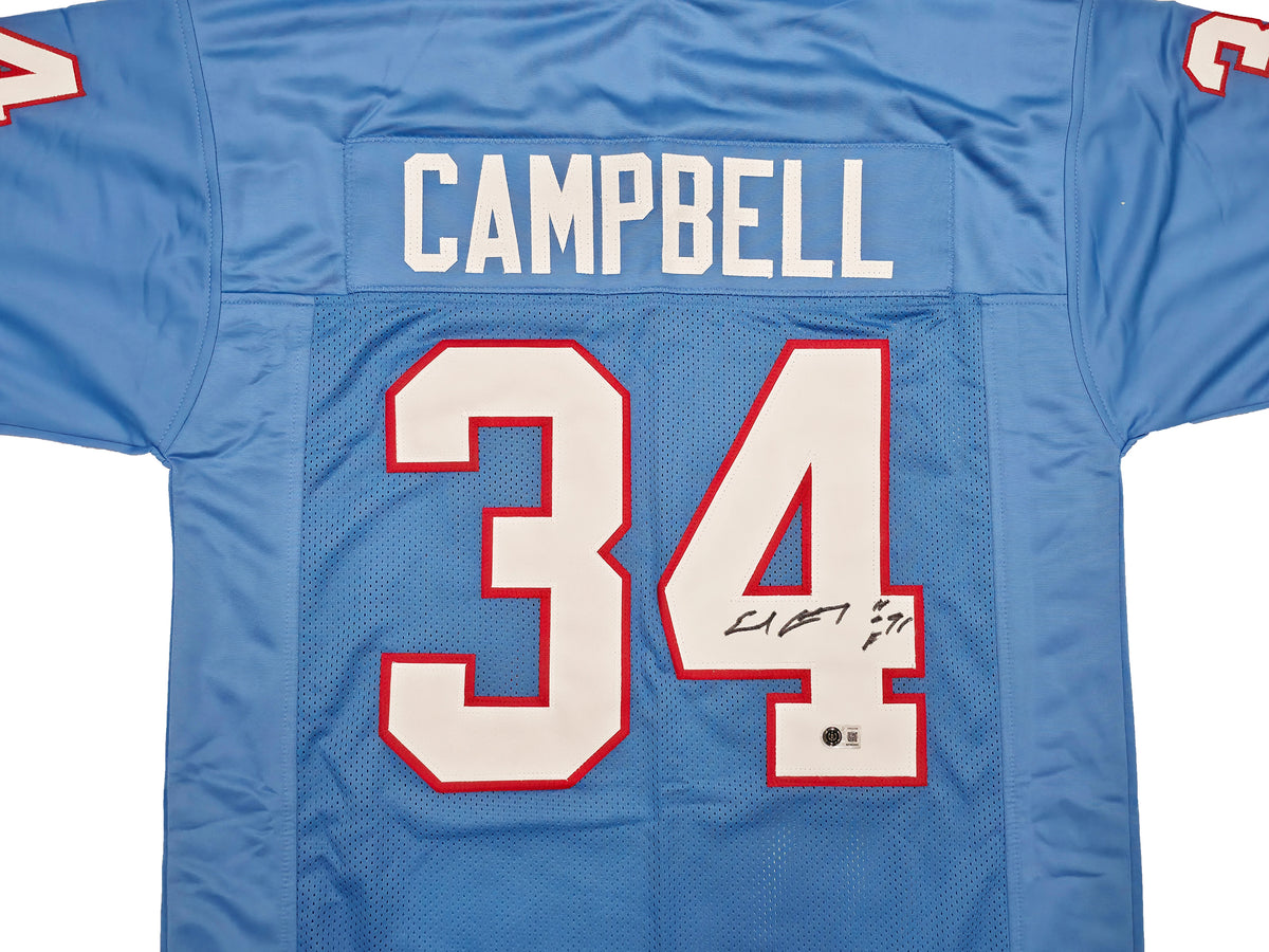 Earl Campbell Autographed Houston Oilers Blue Custom Jersey w/ HOF '91 | BAS Witness