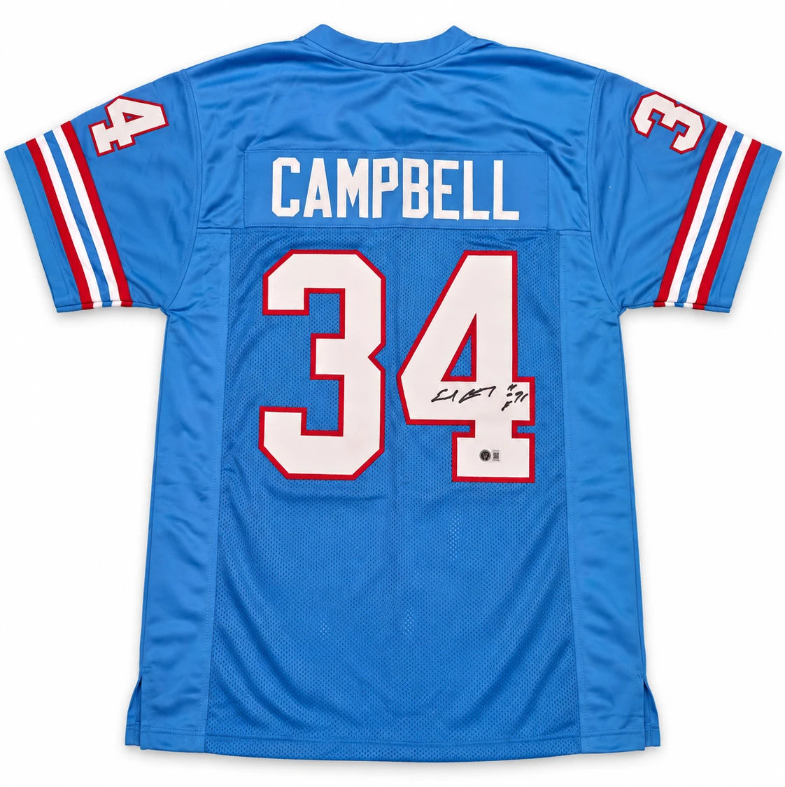 Earl Campbell Autographed Houston Oilers Blue Custom Jersey w/ HOF '91 | BAS Witness