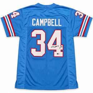 Earl Campbell Autographed Houston Oilers Blue Custom Jersey w/ HOF '91 | BAS Witness