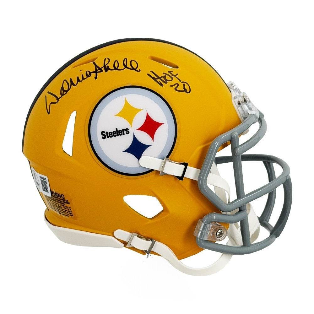 Donnie Shell "HOF 20" Signed Steelers Yellow Speed Mini Helmet BAS Authenticated