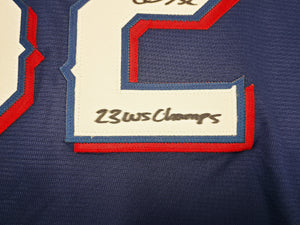 Evan Carter Autographed Texas Rangers Blue Nike Jersey Size XL 23 WS Champs | BAS Witness