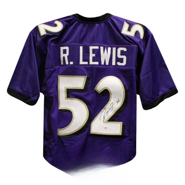 Ray Lewis Signed Baltimore Ravens Custom Purple Football Jersey – PSA/DNA COA
