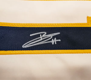 Jackson Chourio Autographed Milwaukee Brewers Cream Custom Jersey Size XL | Beckett BAS