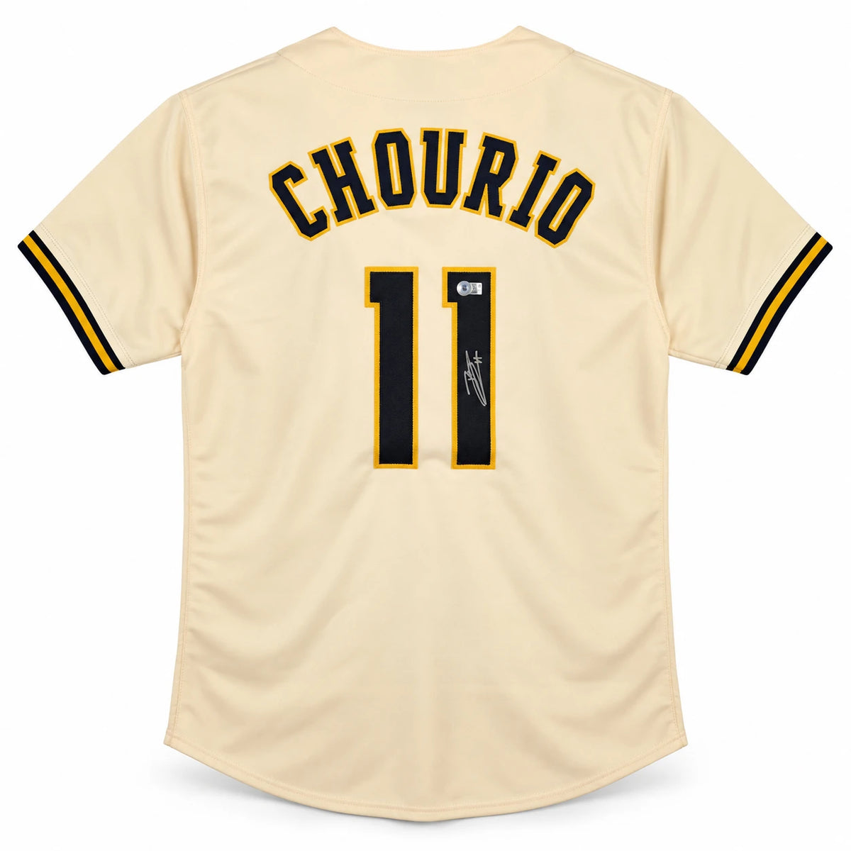 Jackson Chourio Autographed Milwaukee Brewers Cream Custom Jersey Size XL | Beckett BAS