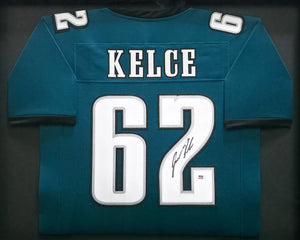 Jason Kelce Autographed Philadelphia Eagles Framed Green Jersey XL | PSA/DNA ITP
