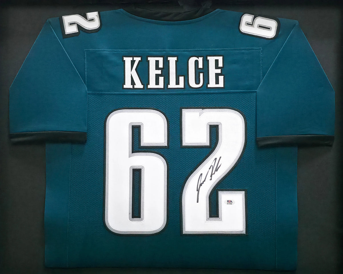 Jason Kelce Autographed Philadelphia Eagles Framed Green Jersey XL | PSA/DNA ITP