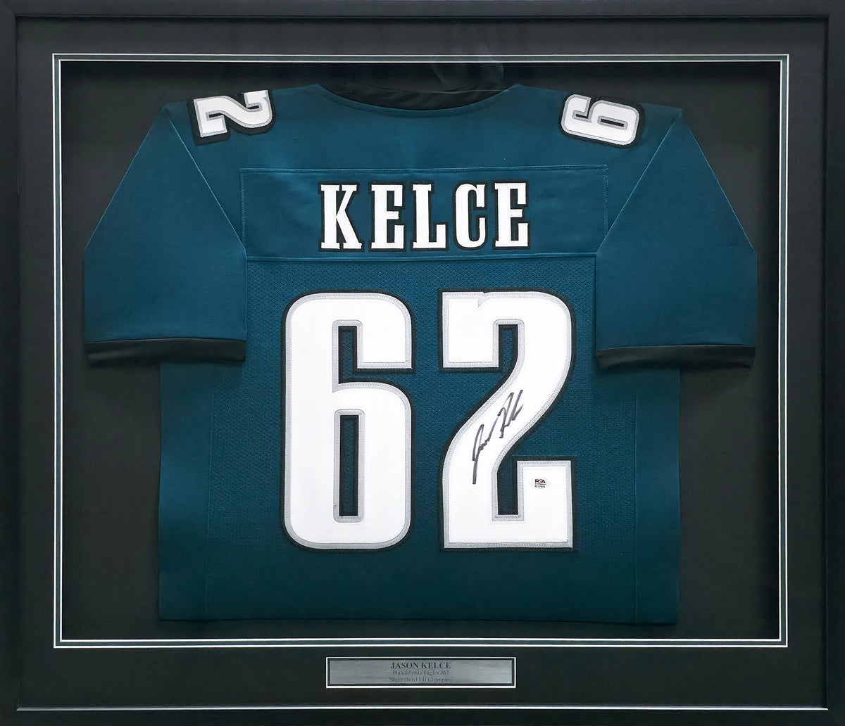 Jason Kelce Autographed Philadelphia Eagles Framed Green Jersey XL | PSA/DNA ITP