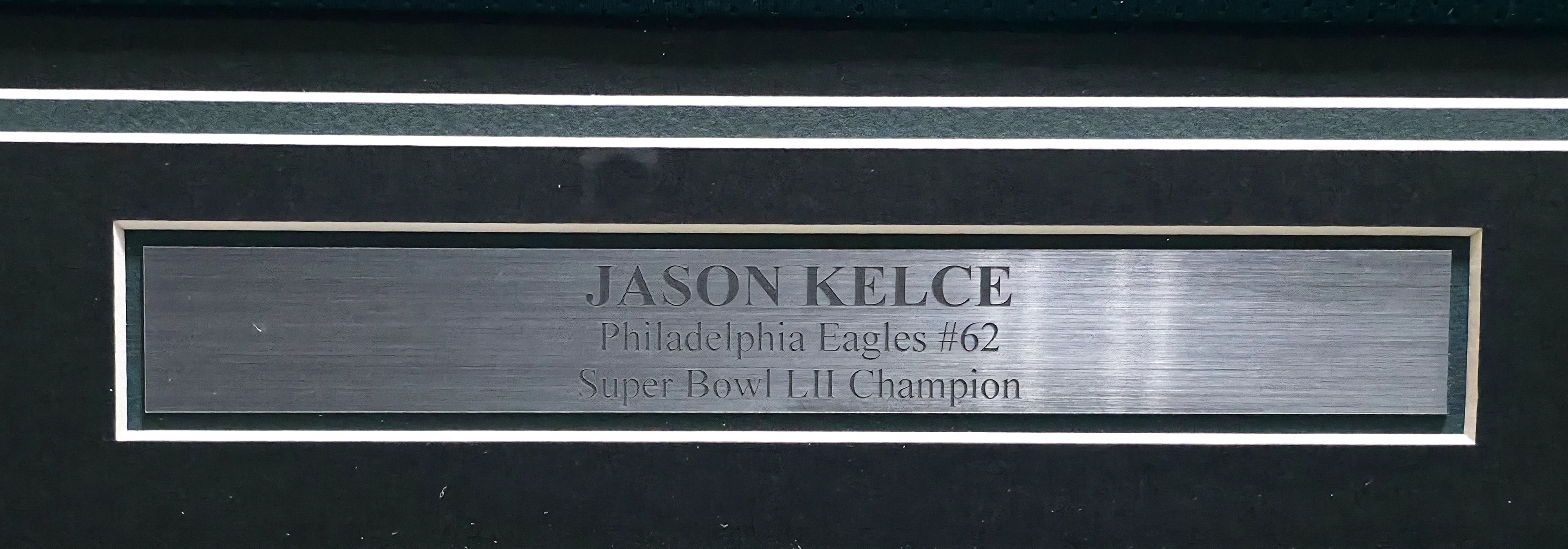 Jason Kelce Autographed Philadelphia Eagles Framed Green Jersey XL | PSA/DNA ITP