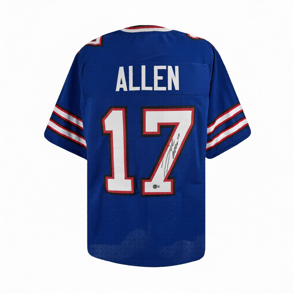 Josh Allen Signed Buffalo Bills Custom Blue Football Jersey (Full Stripes) – Beckett BAS Authenticated