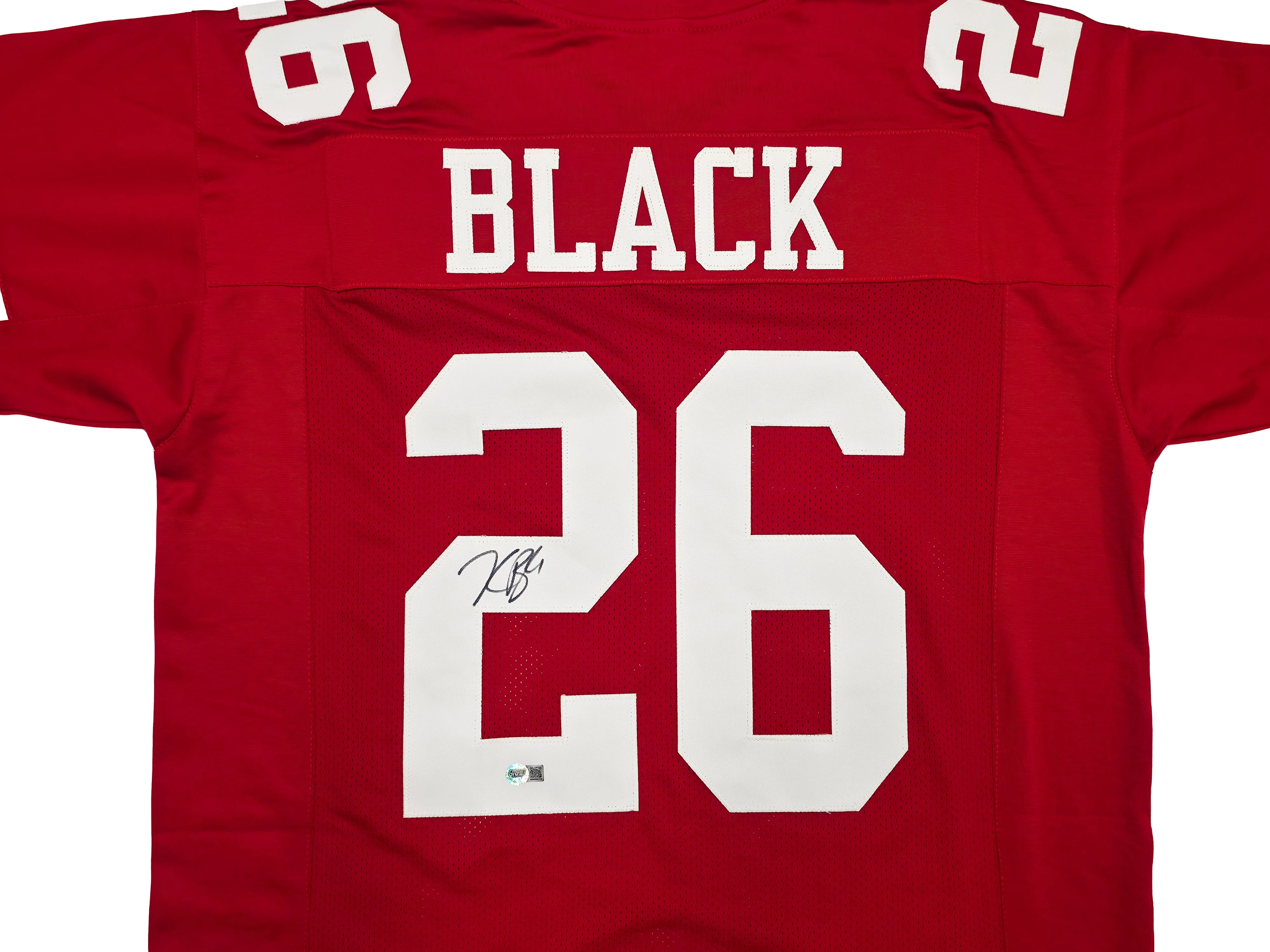 Kaelon Black Autographed San Francisco 49ers Red Custom Jersey Size XL | Grad Witness