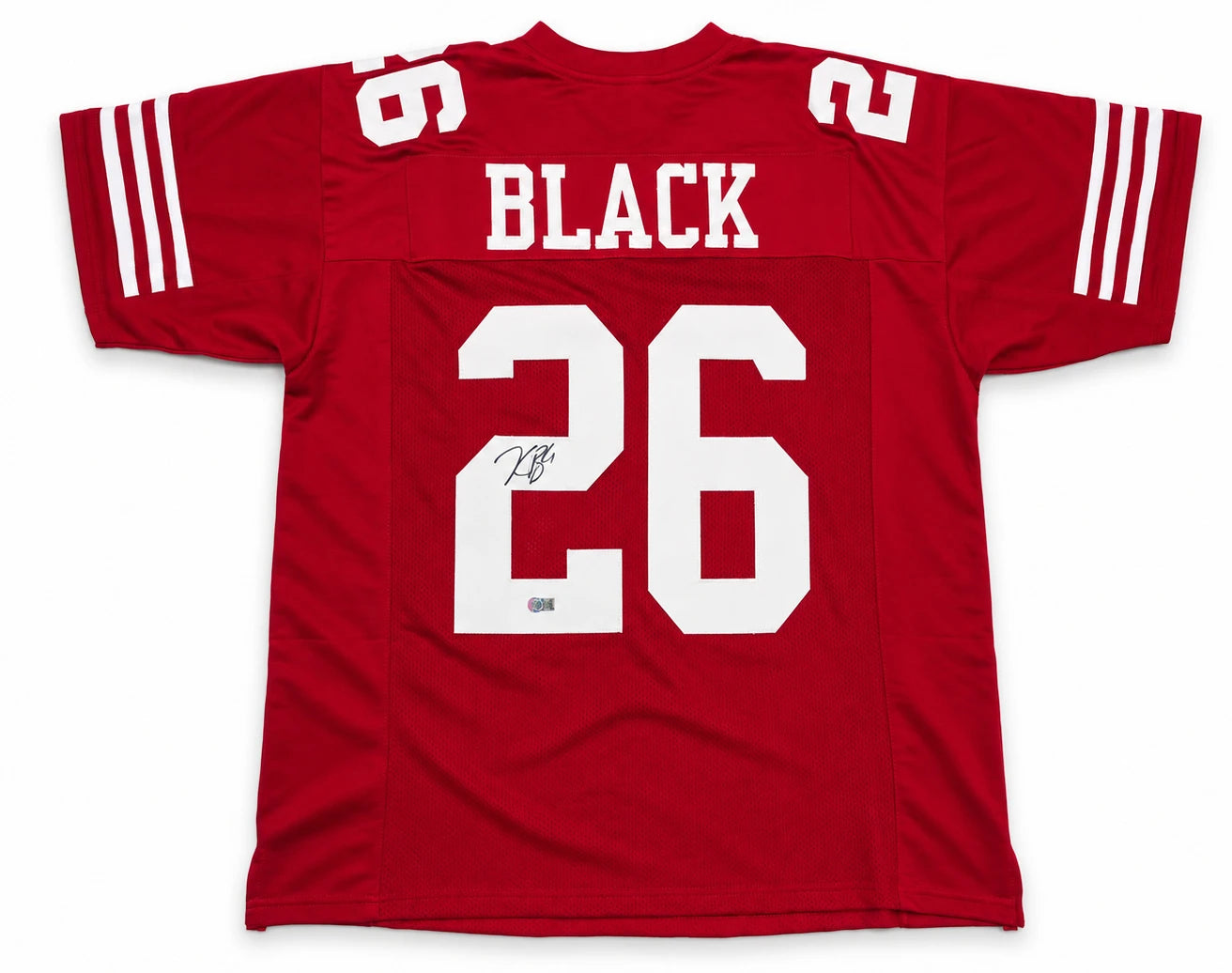 Kaelon Black Autographed San Francisco 49ers Red Custom Jersey Size XL | Grad Witness
