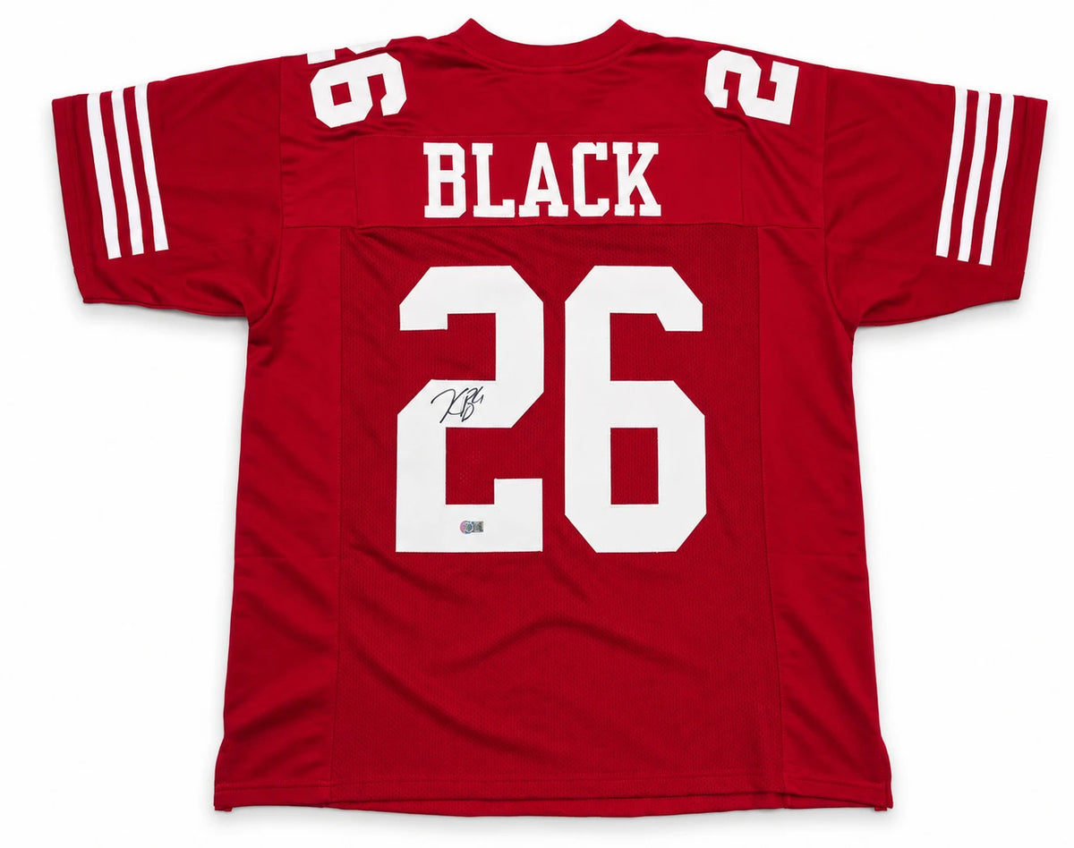 Kaelon Black Autographed San Francisco 49ers Red Custom Jersey Size XL | Grad Witness