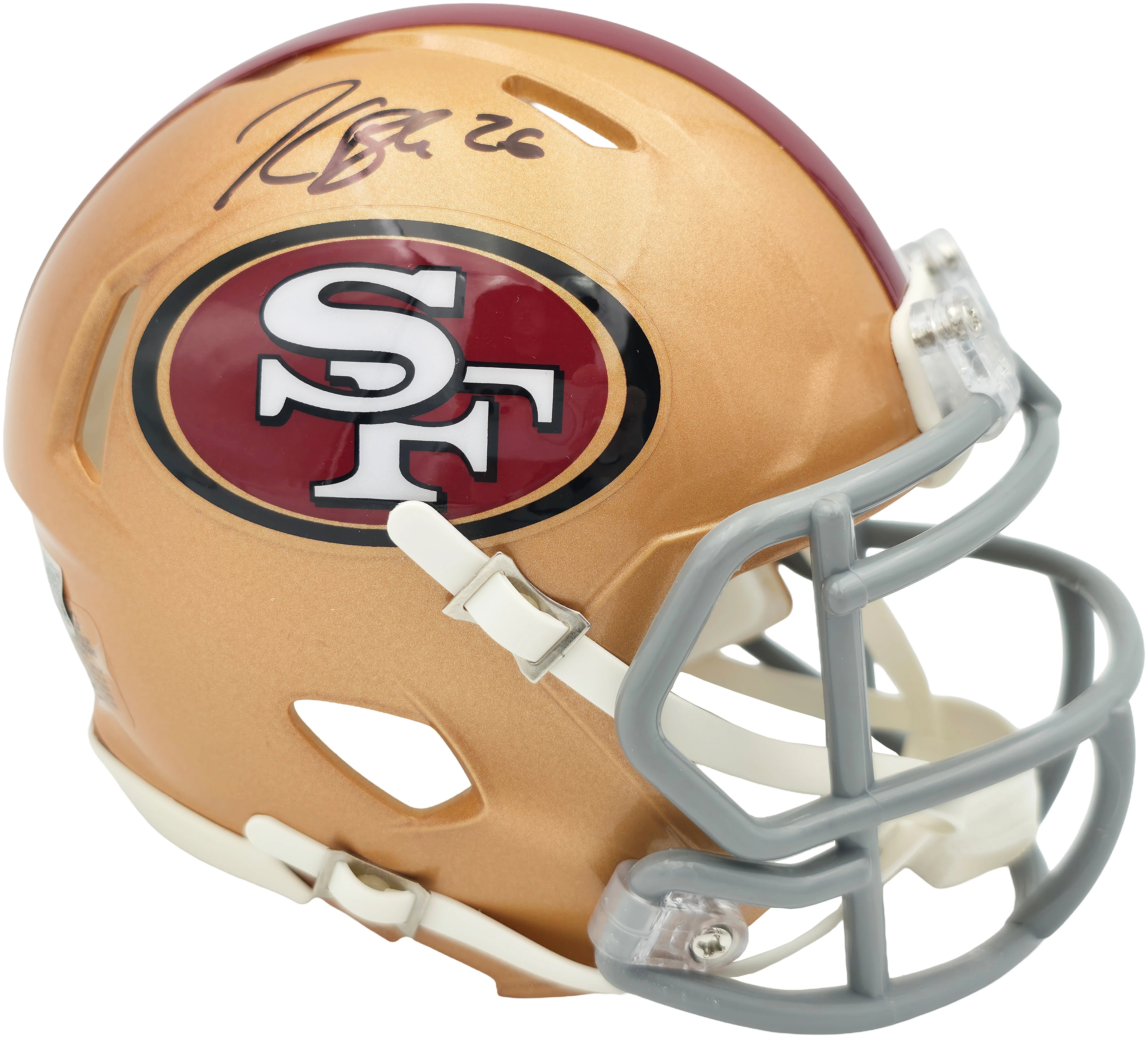 Kaelon Black Autographed San Francisco 49ers Gold Speed Mini Helmet | Grad Witness