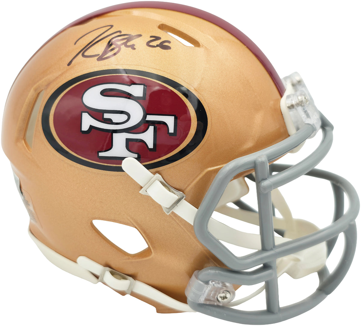 Kaelon Black Autographed San Francisco 49ers Gold Speed Mini Helmet | Grad Witness