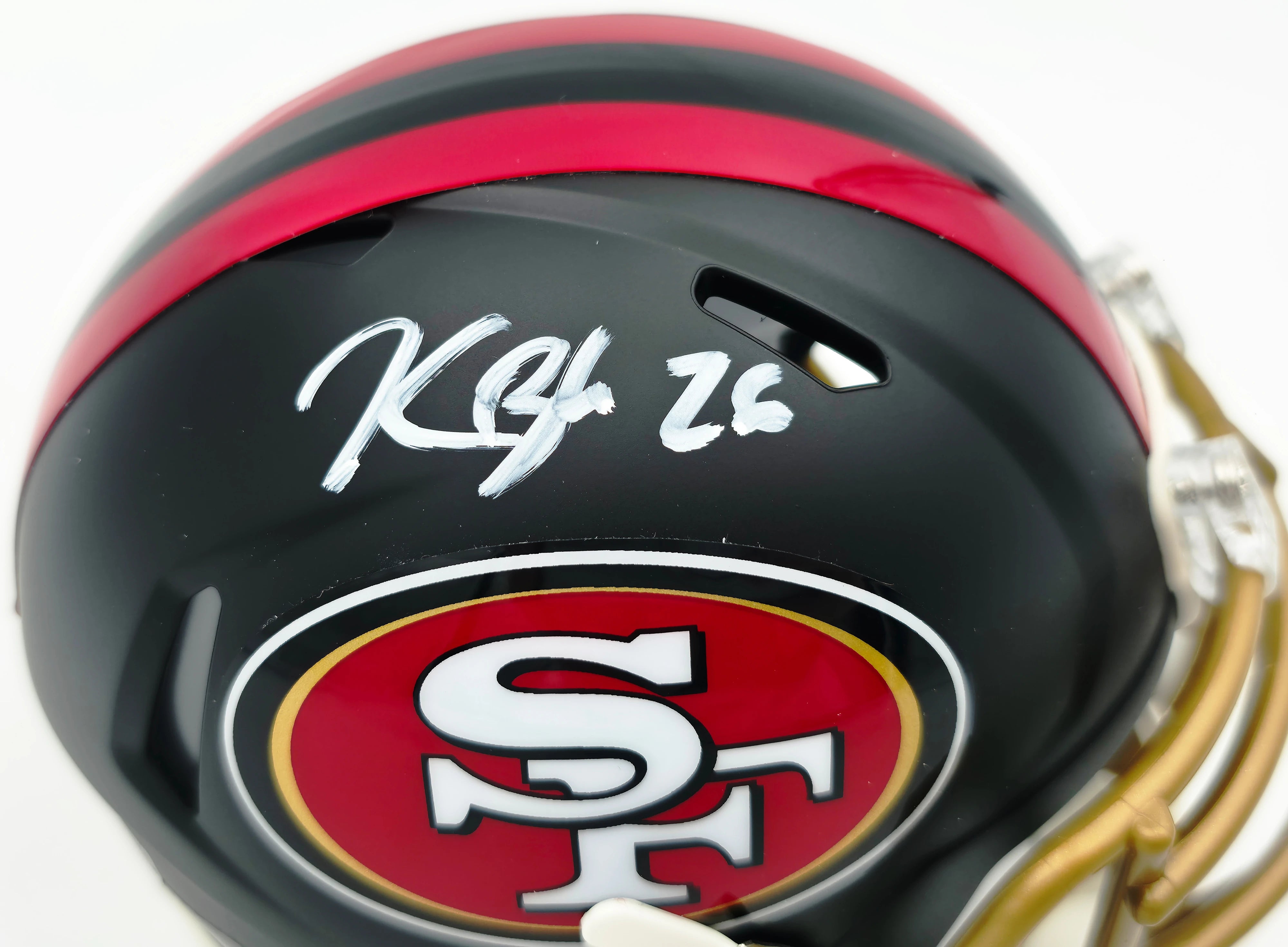 Kaelon Black Autographed San Francisco 49ers Black Rivalries Speed Mini Helmet | Grad Witness