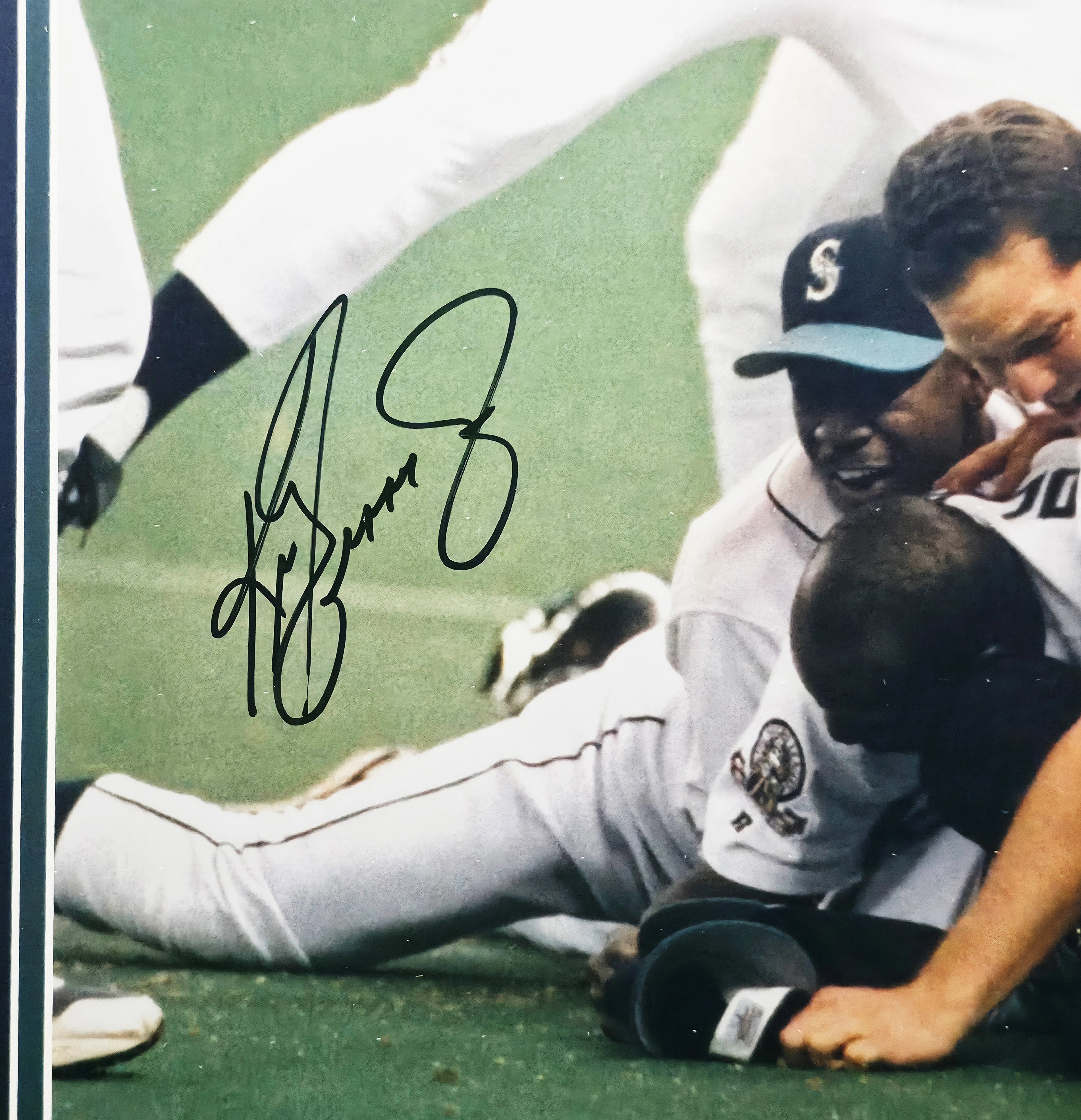 Ken Griffey Jr. Autographed Framed 16x20 Photo Mariners The Dogpile | Beckett BAS QR #BA78429