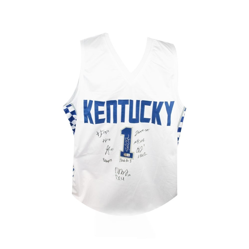 2021 University of Kentucky Basketball Team Signed Custom White Jersey (12 Signatures) – Calipari, TyTy Washington – Beckett BAS COA