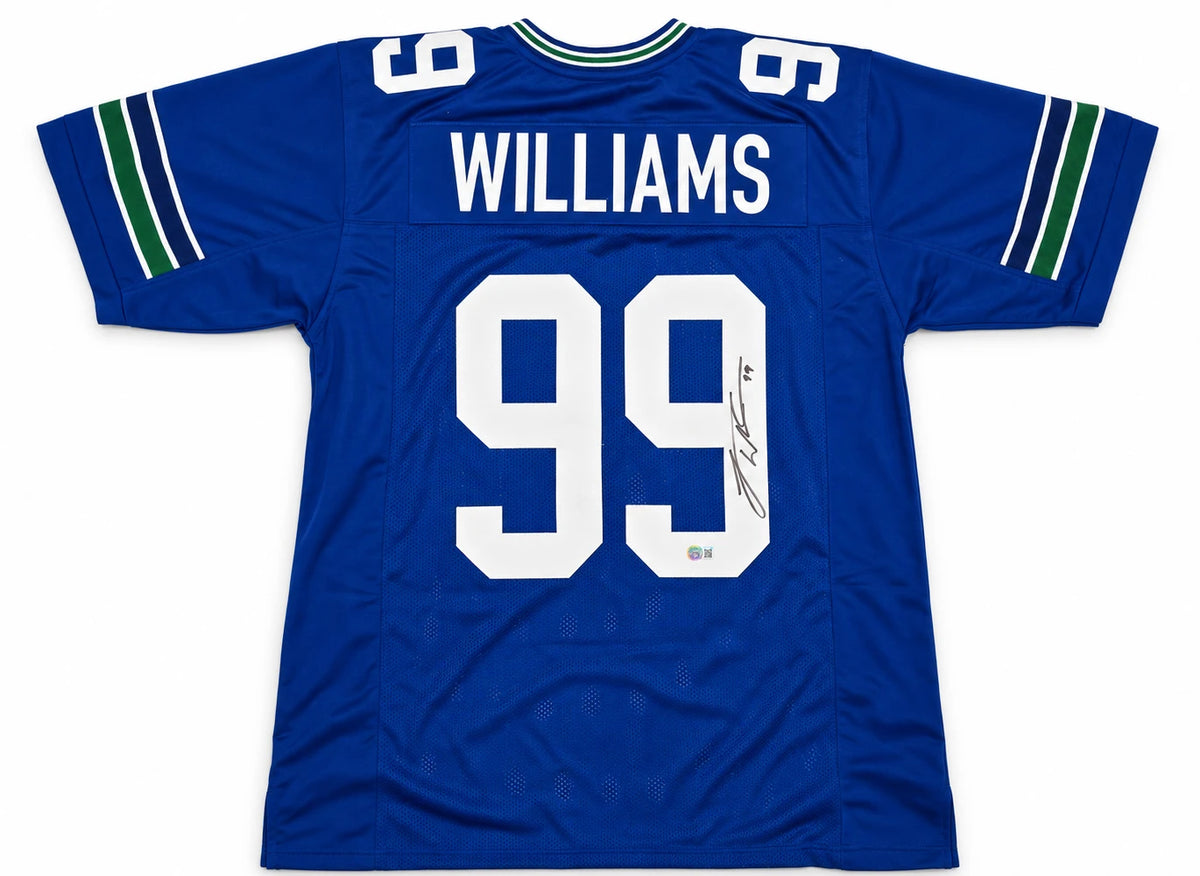 Leonard Williams Autographed Seattle Seahawks Blue Throwback Custom Jersey | Grad Witness