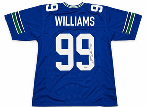 Leonard Williams Autographed Seattle Seahawks Blue Throwback Custom Jersey | Grad Witness