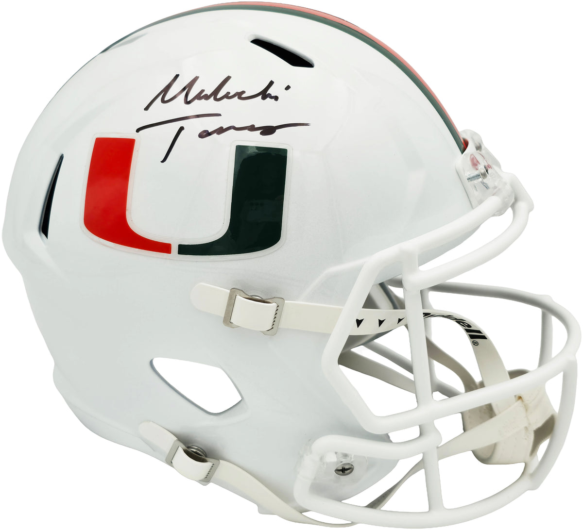 Malachi Toney Autographed Miami Hurricanes White Full-Size Speed Replica Helmet | JSA Witness