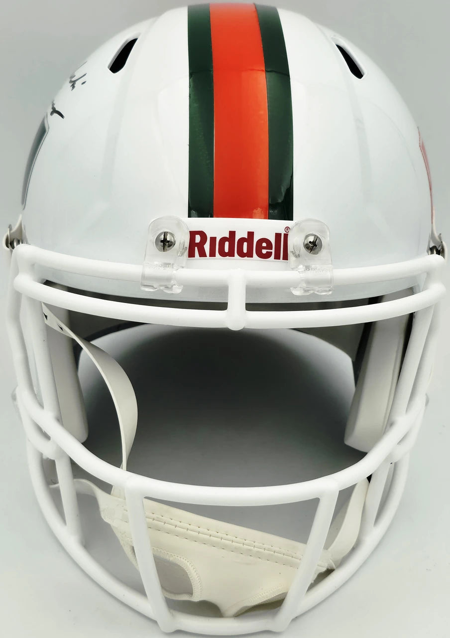 Malachi Toney Autographed Miami Hurricanes White Full-Size Speed Replica Helmet | JSA Witness
