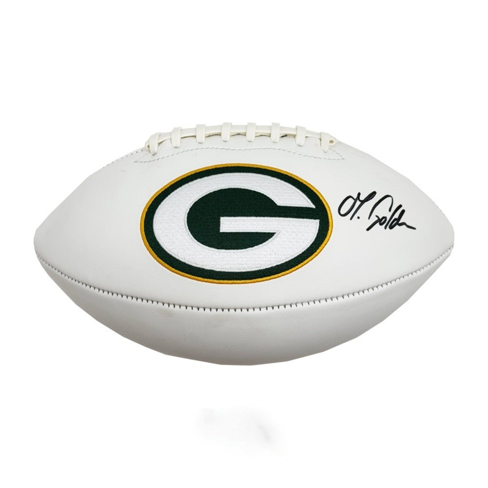 Matthew Golden Autographed Green Bay Packers White Logo Football | Beckett BAS