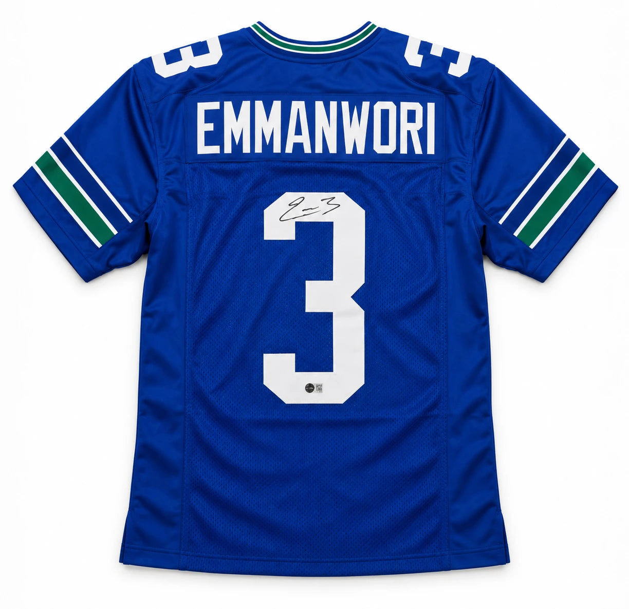 Nick Emmanwori Autographed Seattle Seahawks Blue Throwback Jersey | Beckett Witnessed