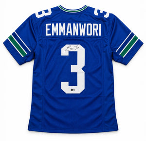Nick Emmanwori Autographed Seattle Seahawks Blue Throwback Jersey | Beckett Witnessed