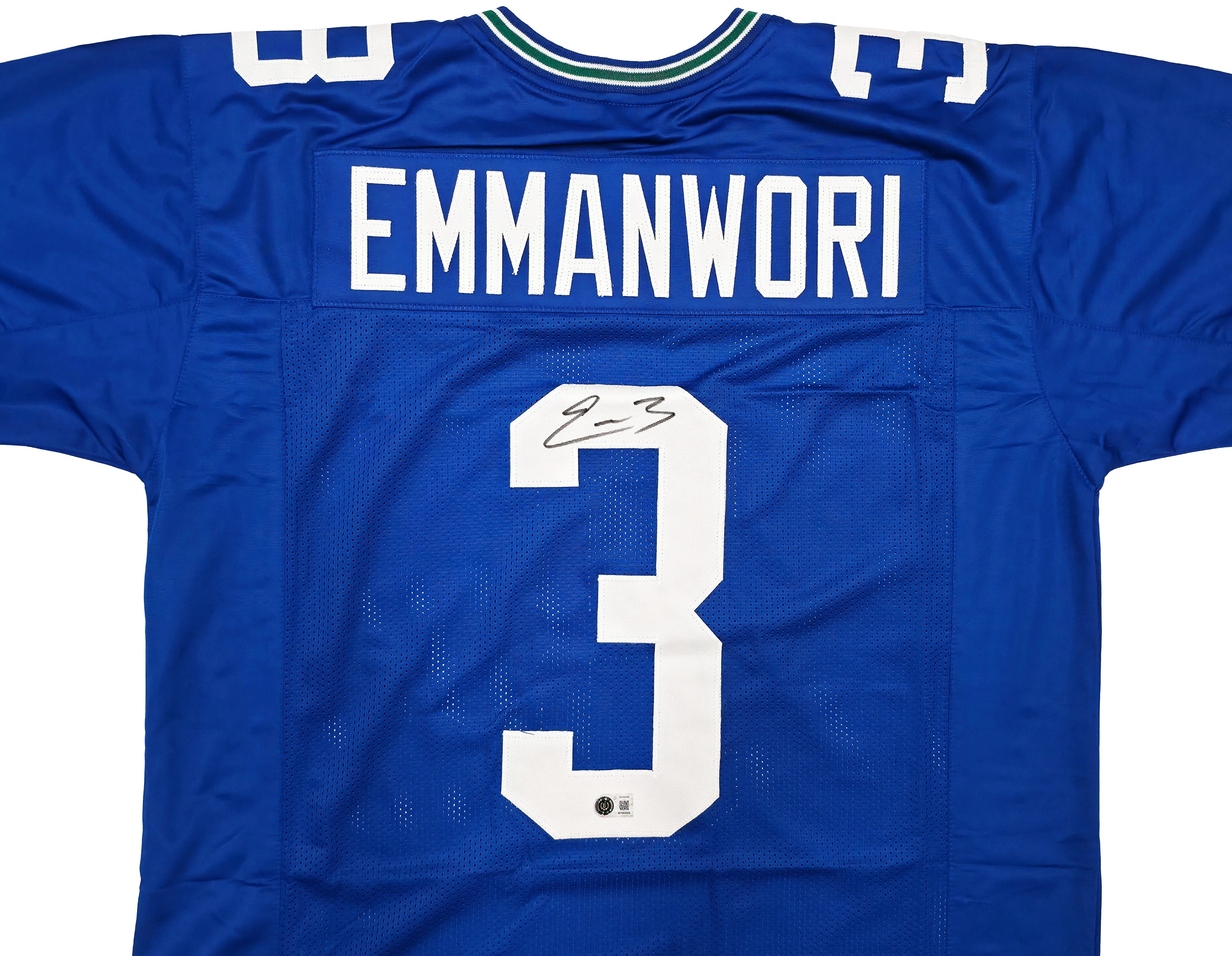 Nick Emmanwori Autographed Seattle Seahawks Blue Throwback Jersey | Beckett Witnessed