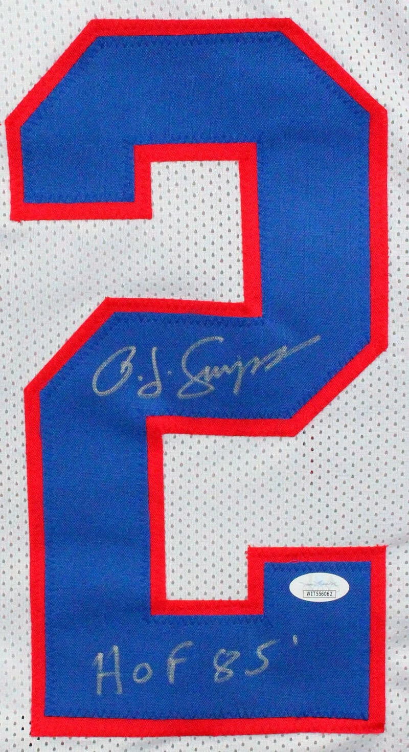 OJ Simpson Autographed Buffalo Bills White Custom Jersey w/ HOF '85 | JSA COA
