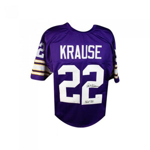 Paul Krause Autographed Minnesota Vikings Custom Jersey with “HOF ’98” – JSA COA