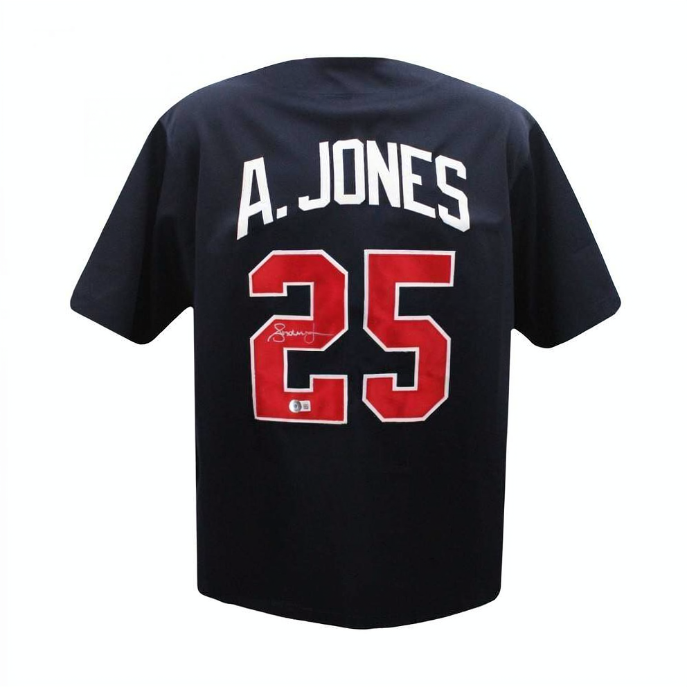 Atlanta Braves Andruw Jones Autographed Navy Custom Baseball Jersey - Beckett BAS Certified