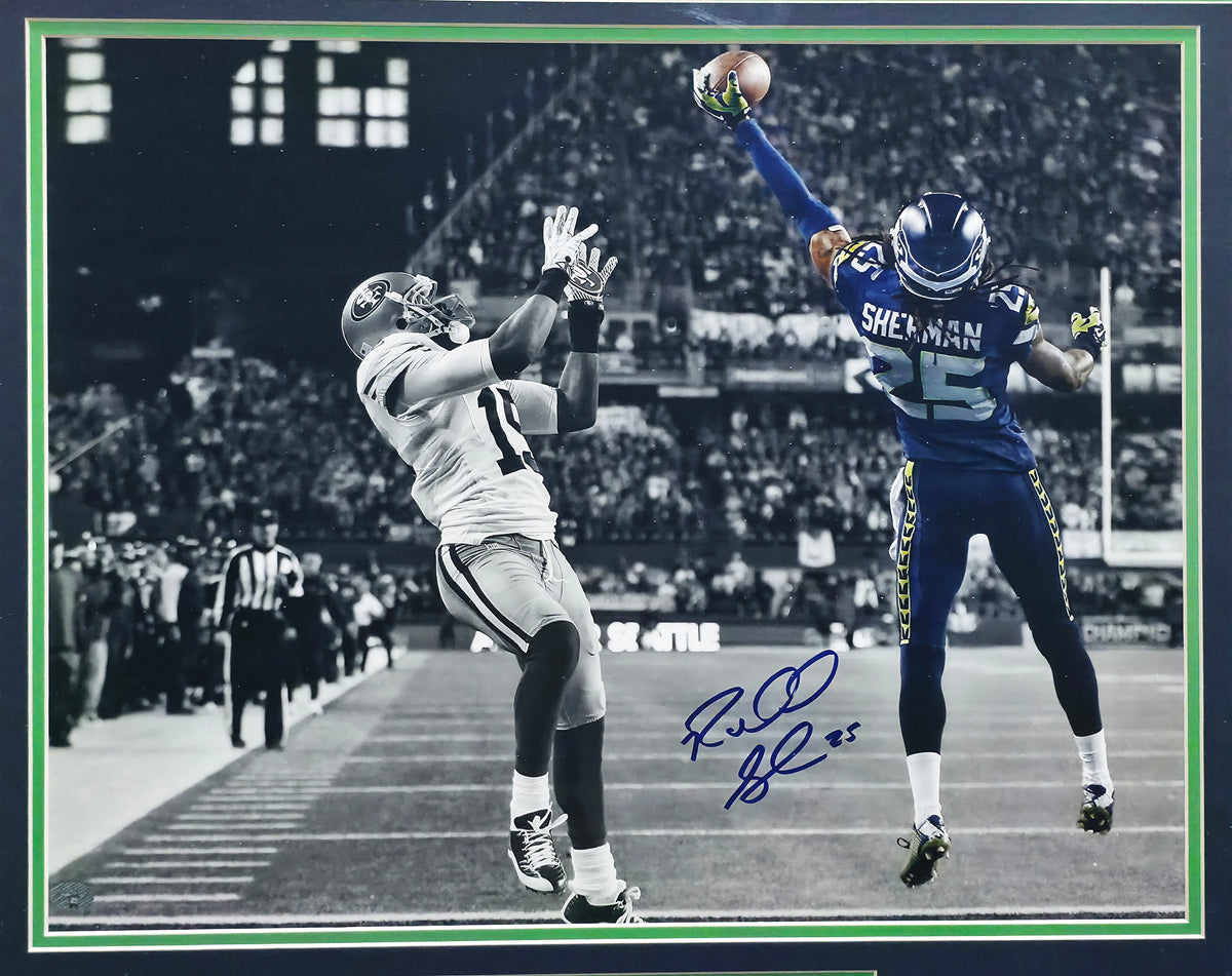 Richard Sherman Autographed Framed 16x20 Photo Seattle Seahawks The Tip | RS Holo #13097