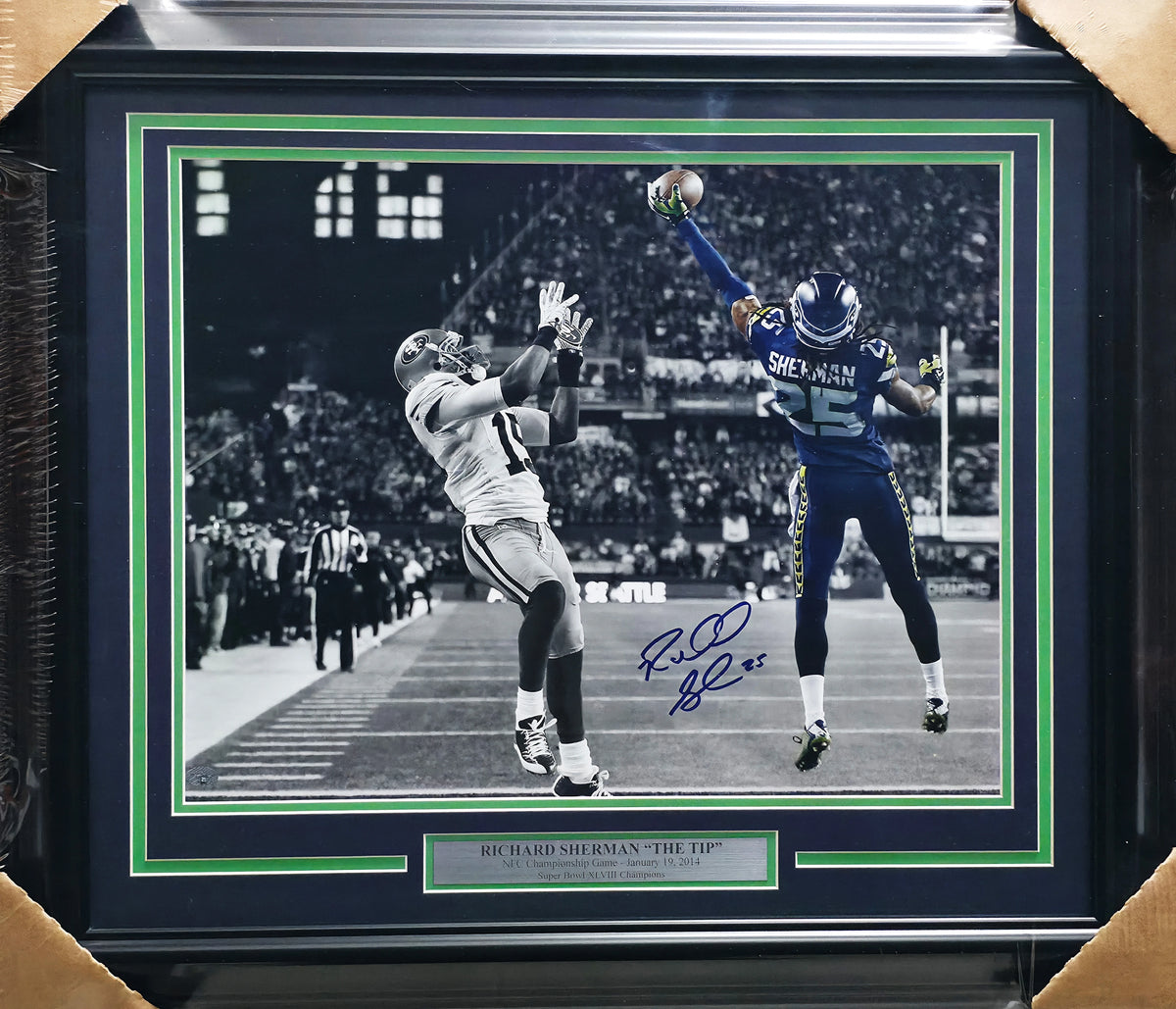 Richard Sherman Autographed Framed 16x20 Photo Seattle Seahawks The Tip | RS Holo #13097
