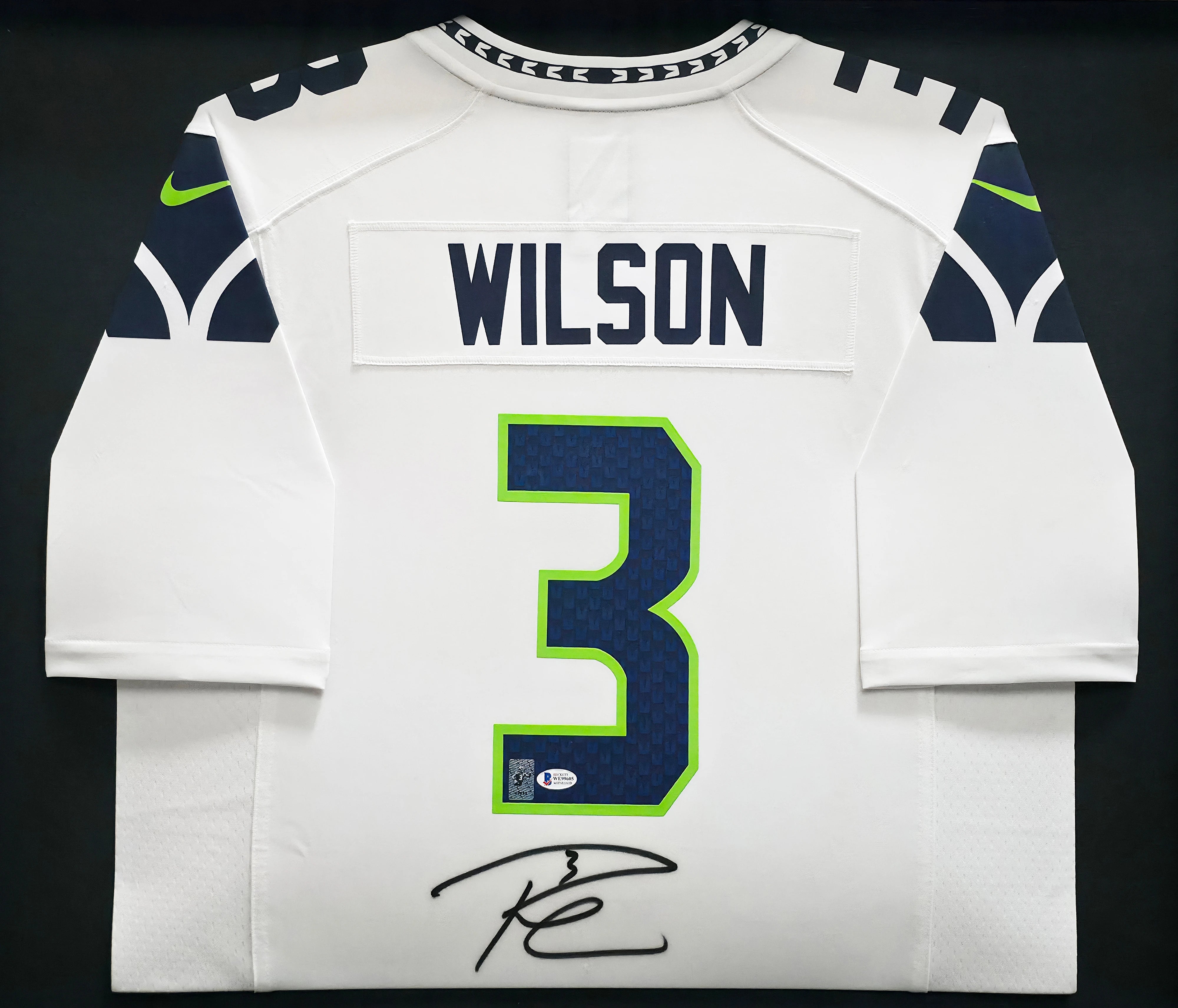 Russell Wilson Autographed Seattle Seahawks Framed White Nike Jersey | Triple Certified